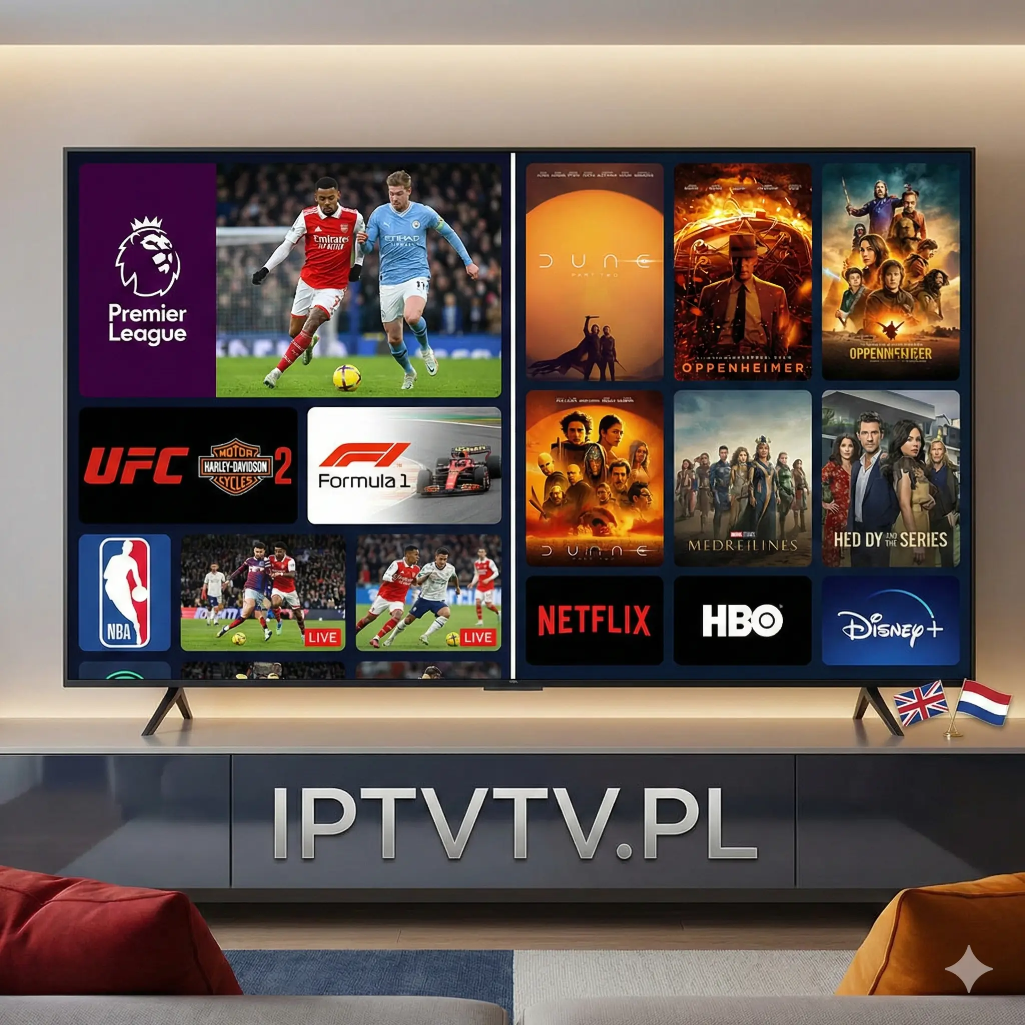 M3U IPTV — interfejs aplikacji odtwarzającej playlistę M3U